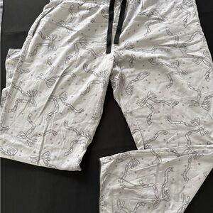 Victoria's Secret Light Gray Bow-Print Joggers with Black Drawstring
